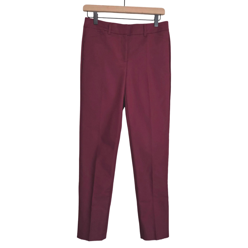 WHBM | The Slim Ankle Wine Red Center Press Tapered Trousers Long Tall